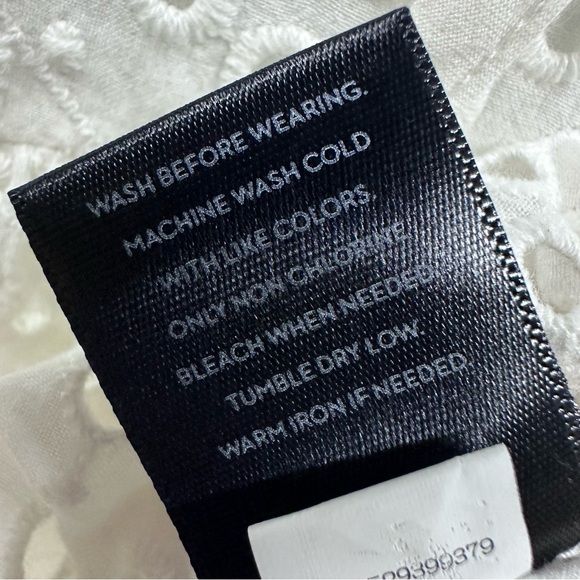 Simply Vera Wang White Eyelet Cotton Ruffle Long Sleeve Keyhole Back Blouse L - Picture 15 of 16